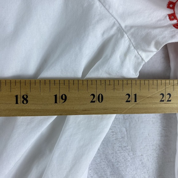 Ganni Peony Wrap Blouse Sz 40 (US 8-10) White Embroidered Bell‎ Sleeve Boho - Picture 12 of 16